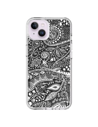 Cover iPhone 14 Plus Azteco Bianco e Nero - Eleaxart