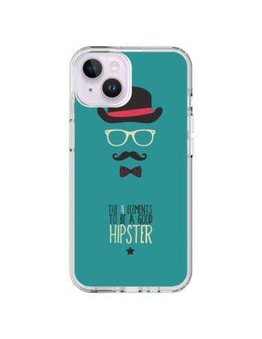 iPhone 14 Plus Case Hat, Glasses, Moustache, Bow Tie to be a Good Hipster - Eleaxart