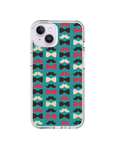 Coque iPhone 14 Plus Hipster Moustache Noeud Papillon - Eleaxart