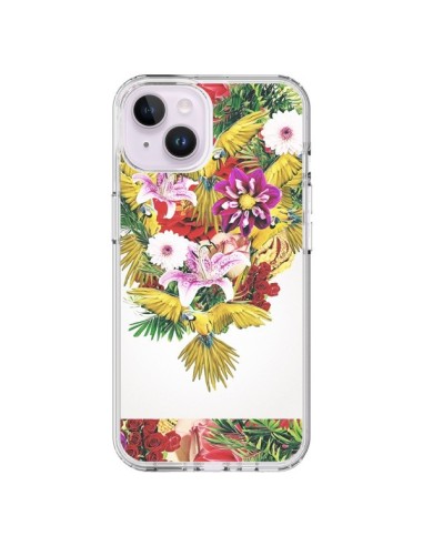 Coque iPhone 14 Plus Parrot Floral Perroquet Fleurs - Eleaxart