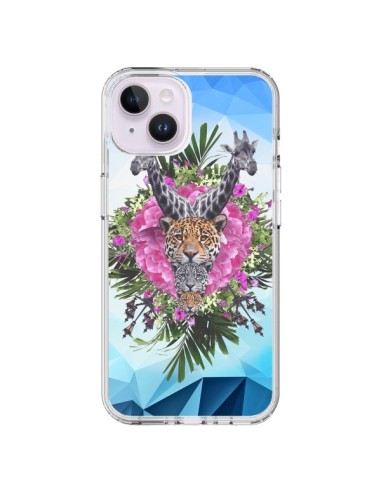 Coque iPhone 14 Plus Girafes Lion Tigre Jungle - Eleaxart