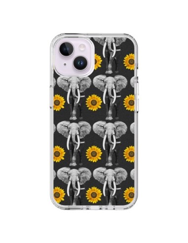 Coque iPhone 14 Plus Elephant Tournesol - Eleaxart