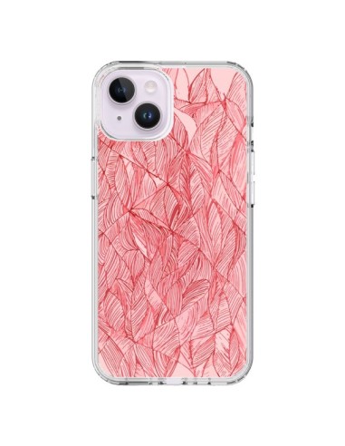 Coque iPhone 14 Plus Courbes Meandre Rouge Cerise -  Léa Clément