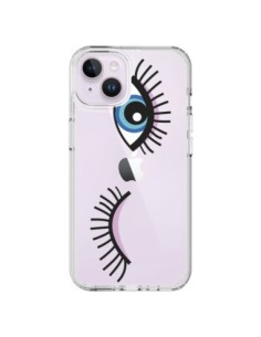 Coque iPhone 14 Plus Eyes Oeil Yeux Bleus Transparente -...