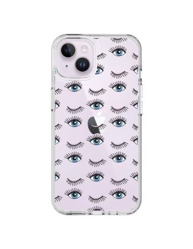 Coque iPhone 14 Plus Eyes Oeil Yeux Bleus Mosaïque Transparente -  Léa Clément
