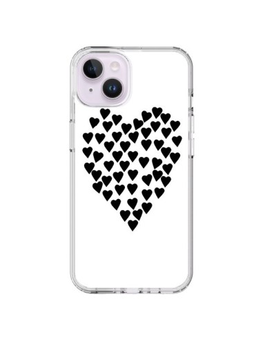 iPhone 14 Plus Case Heart in hearts Black - Project M