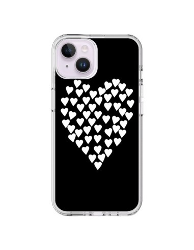Coque iPhone 14 Plus Coeur en coeurs blancs - Project M