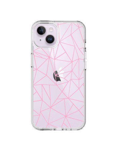 Coque iPhone 14 Plus Lignes Triangle Rose Transparente - Project M