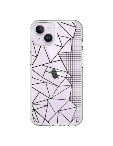 Coque iPhone 14 Plus Lignes Grilles Side Grid Abstract Noir Transparente - Project M