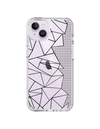 Cover iPhone 14 Plus Linee Griglia Side Grid Astratto Nero Trasparente - Project M