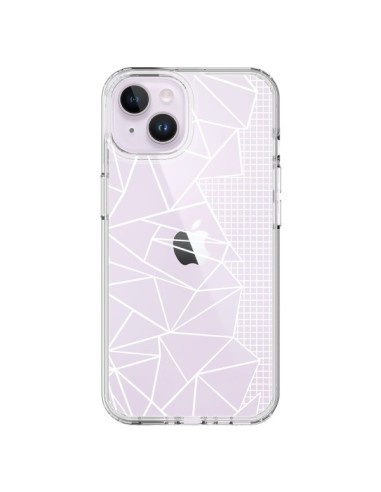 Coque iPhone 14 Plus Lignes Grilles Side Grid Abstract Blanc Transparente - Project M