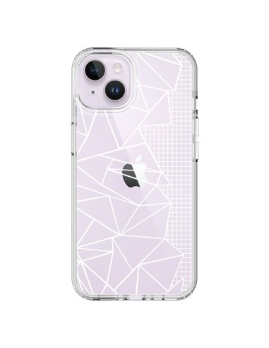 iPhone 14 Plus Case Lines Side Grid Abstract White Clear - Project M