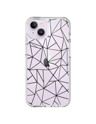 Coque iPhone 14 Plus Lignes Triangles Grid Abstract Noir Transparente - Project M