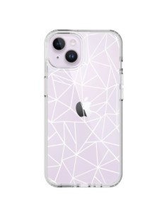 Coque iPhone 14 Plus Lignes Triangles Grid Abstract Blanc...