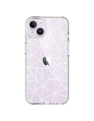 Cover iPhone 14 Plus Linee Triangoli Grid Astratto Bianco Trasparente - Project M