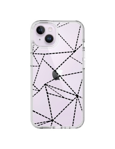 Coque iPhone 14 Plus Lignes Points Abstract Noir Transparente - Project M
