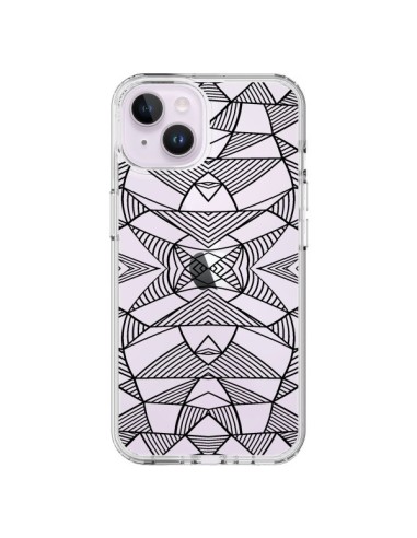 Coque iPhone 14 Plus Lignes Miroir Grilles Triangles Grid Abstract Noir Transparente - Project M
