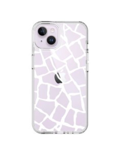 Coque iPhone 14 Plus Girafe Mosaïque Blanc Transparente -...