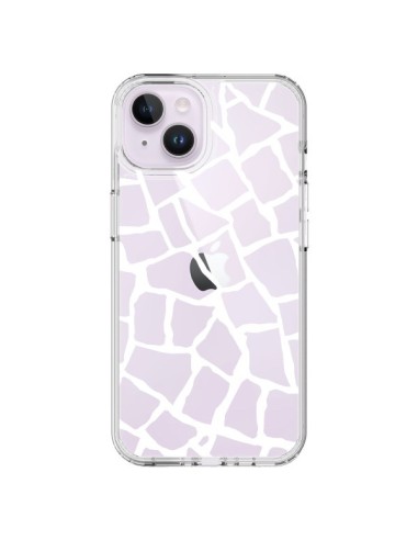Coque iPhone 14 Plus Girafe Mosaïque Blanc Transparente - Project M