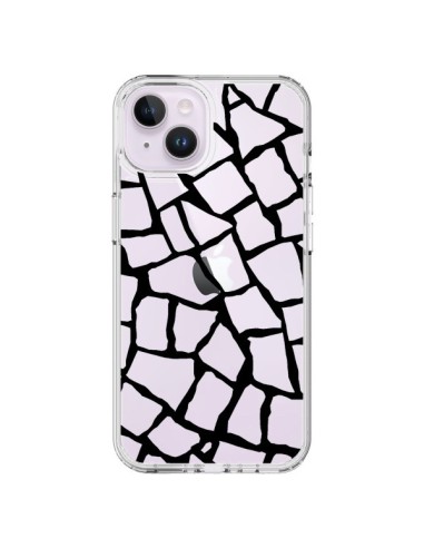 Coque iPhone 14 Plus Girafe Mosaïque Noir Transparente - Project M