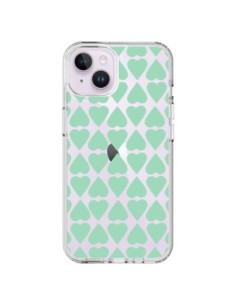 Cover iPhone 14 Plus Cuore Verde Menta Trasparente -...