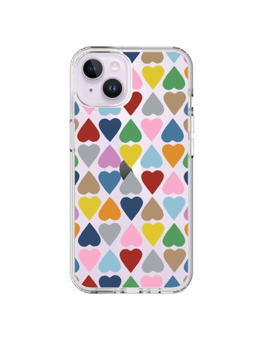Coque iPhone 14 Plus Coeurs Heart Couleur Transparente - Project M