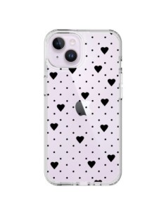 Cover iPhone 14 Plus Punti Cuori Nero Trasparente -...