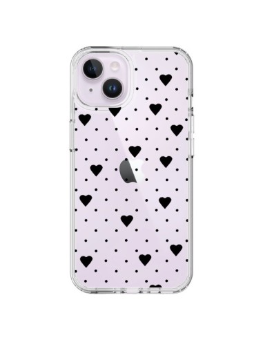 iPhone 14 Plus Case Points Hearts Black Clear - Project M