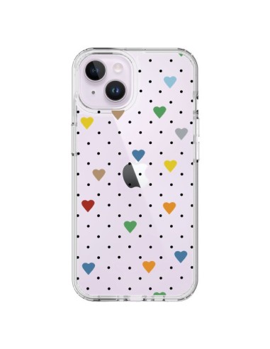 iPhone 14 Plus Case Points Hearts Colorful Clear - Project M