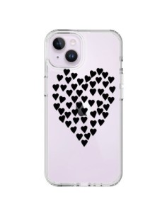 Cover iPhone 14 Plus Cuori Amore Nero Trasparente -...