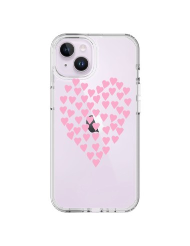 Coque iPhone 14 Plus Coeurs Heart Love Rose Pink Transparente - Project M