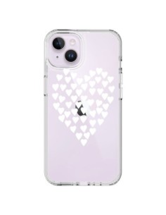 Cover iPhone 14 Plus Cuori Amore Bianco Trasparente -...