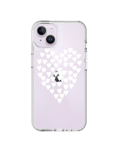 Coque iPhone 14 Plus Coeurs Heart Love Blanc Transparente - Project M