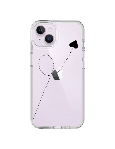 Coque iPhone 14 Plus Travel to your Heart Noir Voyage Coeur Transparente - Project M