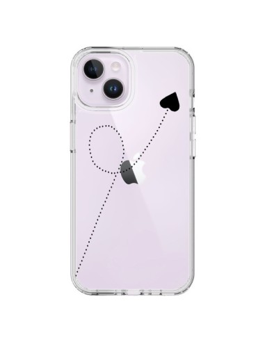 Cover iPhone 14 Plus Travel to your Heart Nero Viaggio Cuore Trasparente - Project M