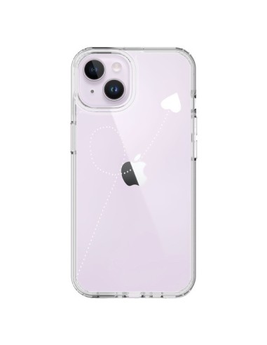 Coque iPhone 14 Plus Travel to your Heart Blanc Voyage Coeur Transparente - Project M