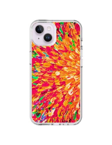 Coque iPhone 14 Plus Fleurs Oranges Neon Splash - Ebi Emporium