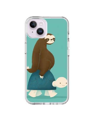 Coque iPhone 14 Plus Tortue Taxi Singe Slow Ride - Jay Fleck