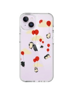 Coque iPhone 14 Plus Pingouin Ciel Ballons Transparente -...