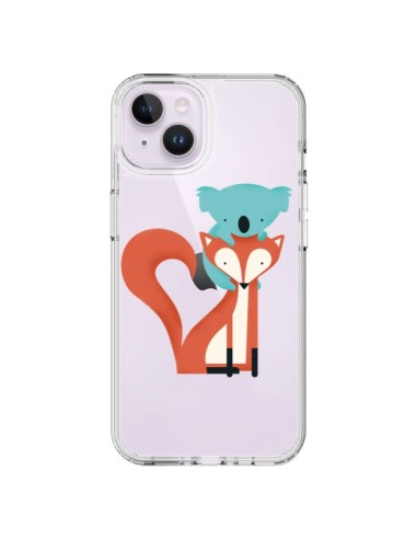 Coque iPhone 14 Plus Renard et Koala Love Transparente - Jay Fleck