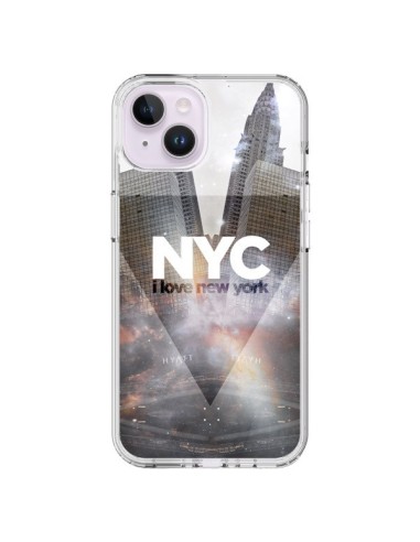 Coque iPhone 14 Plus I Love New York City Gris - Javier Martinez