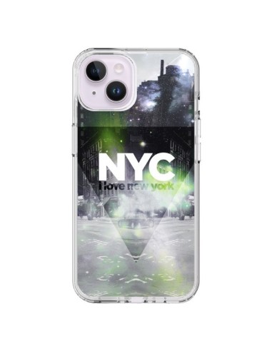 Coque iPhone 14 Plus I Love New York City Vert - Javier Martinez