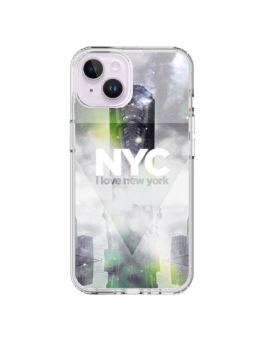 Coque iPhone 14 Plus I Love New York City Gris Vert - Javier Martinez