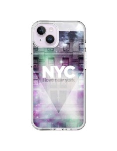 Cover iPhone 14 Plus I Love New York City Viola Verde -...