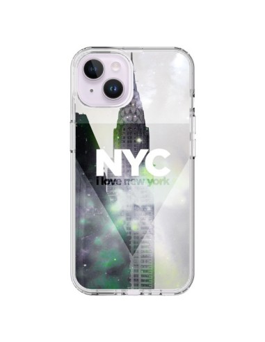 Cover iPhone 14 Plus I Love New York City Grigio Viola Verde - Javier Martinez