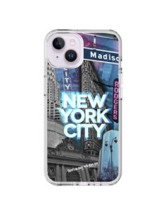 Coque iPhone 14 Plus New York City Buildings Bleu -...