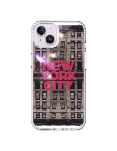 Coque iPhone 14 Plus New York City Buildings Rouge - Javier Martinez