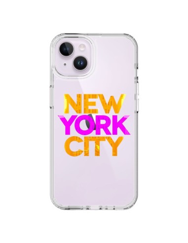 Coque iPhone 14 Plus New York City NYC Orange Rose Transparente - Javier Martinez