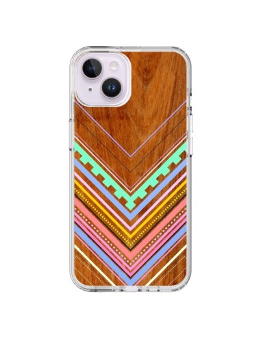 Coque iPhone 14 Plus Azteque Arbutus Pastel Bois Aztec Tribal - Jenny Mhairi