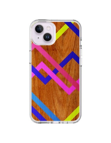 iPhone 14 Plus Case Pink Yellow Wood Aztec Tribal - Jenny Mhairi